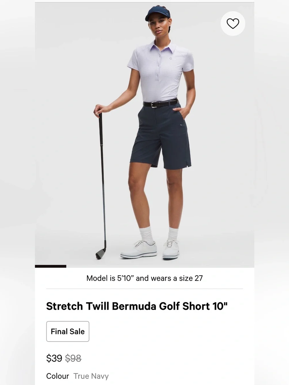 Lululemon Stretch Twill Bermuda Golf Short 10”